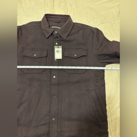 $498 NWT John Varvatos Jameson Shirt Jacket 52 Merlot 100% Cotton Woven Full Zip - Picture 9 of 12